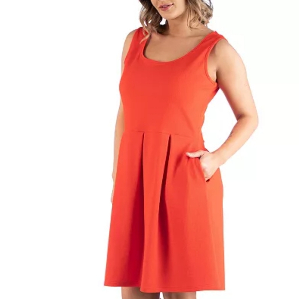 Bisou Bisou Vibrant Orange Midi Dress Size 6 Nwot